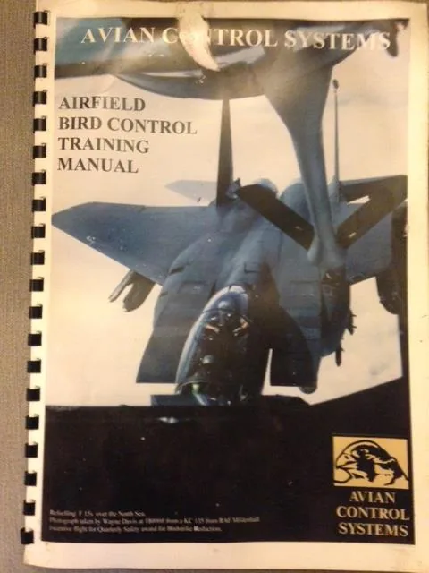 Cover of the Avian Control Systems staff-training manual — featuring an F-15 Eagle being refuelled by a KC-135 tanker, with Wayne Davis's handwritten caption noting he took the photograph during his incentive flight